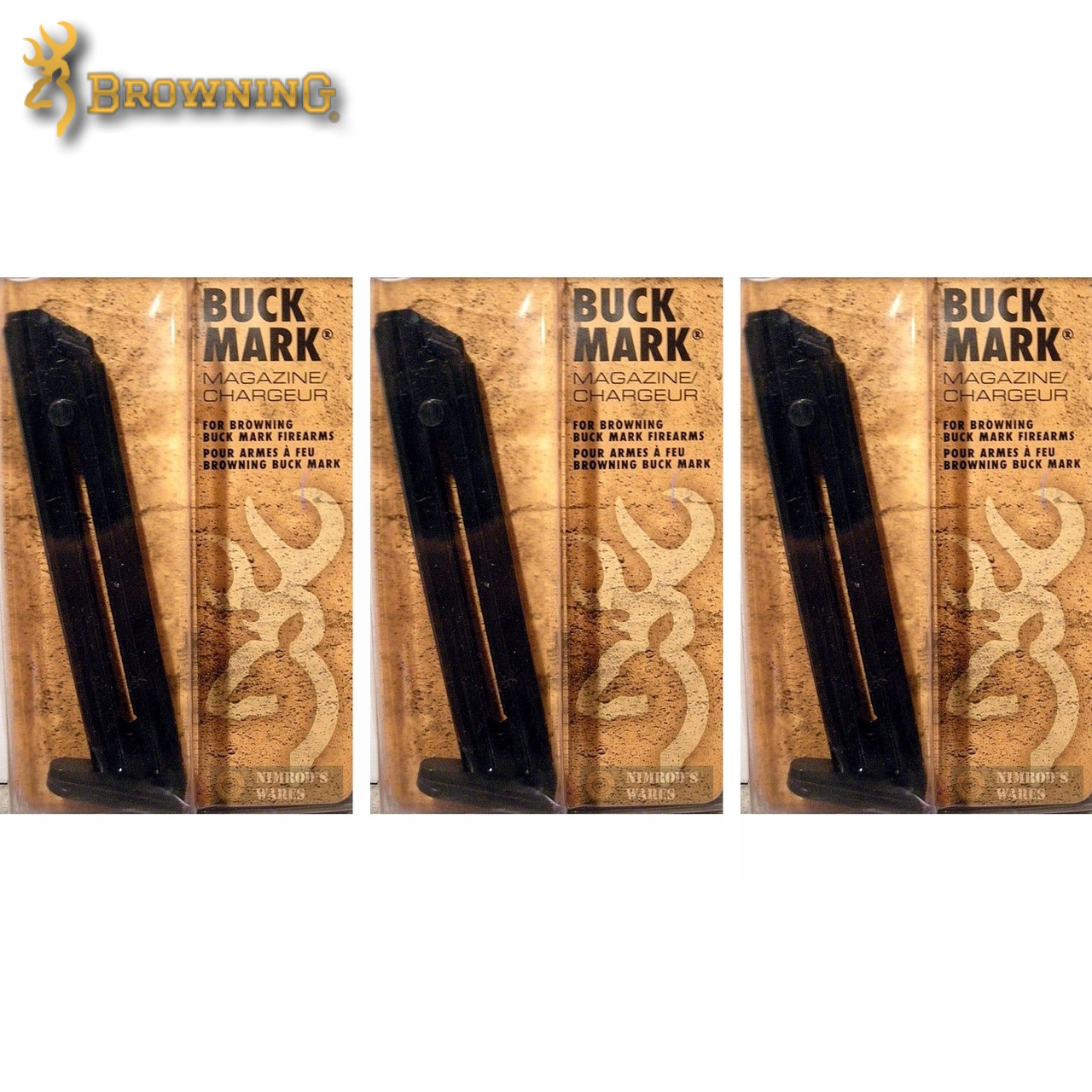 3-PACK BROWNING 112055190 Buck Mark Pistol 22LR 10Rd STEEL Magazine -  Nimrod's Wares