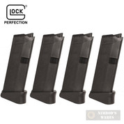 GLOCK 43 G43 9mm 6 Round MAGAZINE 4-PACK + Extensions 08844 33740