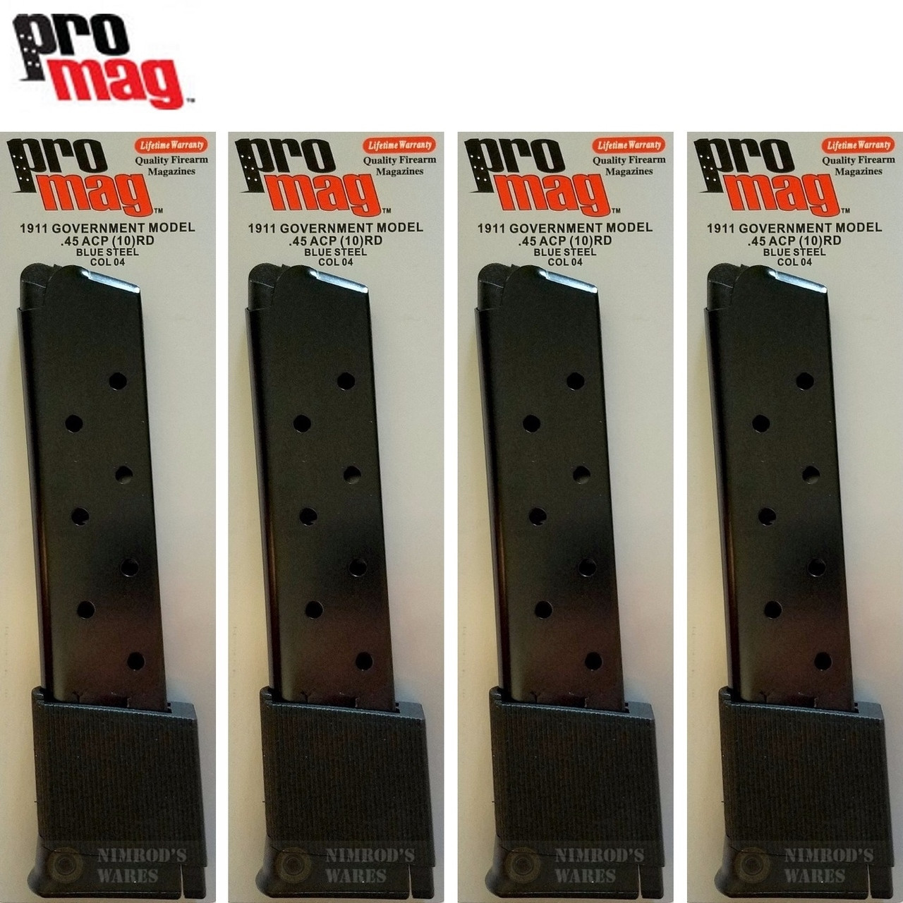 ProMag 1911 Govt Model .45 ACP Magazine-10 Round Extended Pistol Mag-COL 04N
