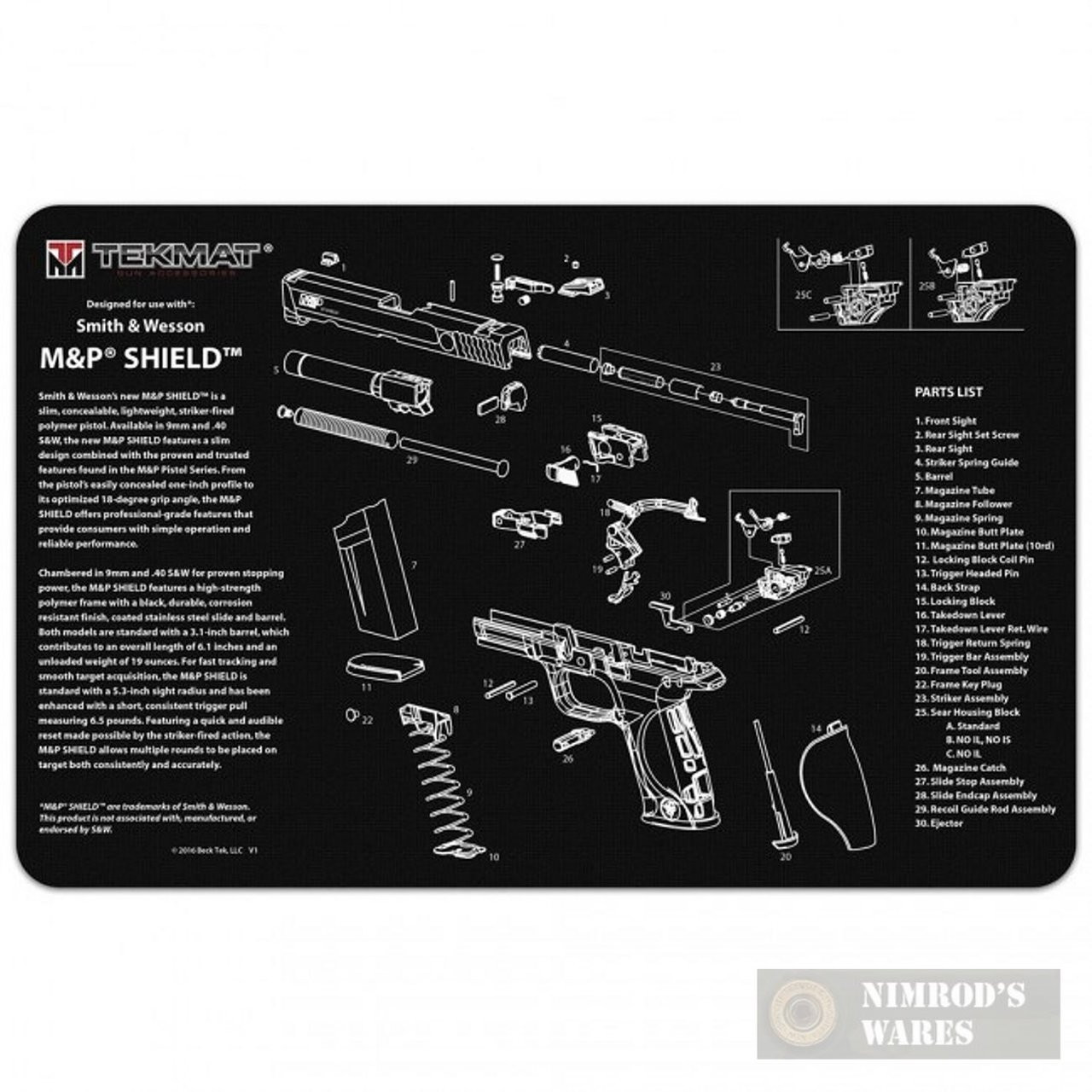 Tekmat S W M P Shield Armorer Bench Mat 11 X17 17 Mp Shield Nimrod S Wares