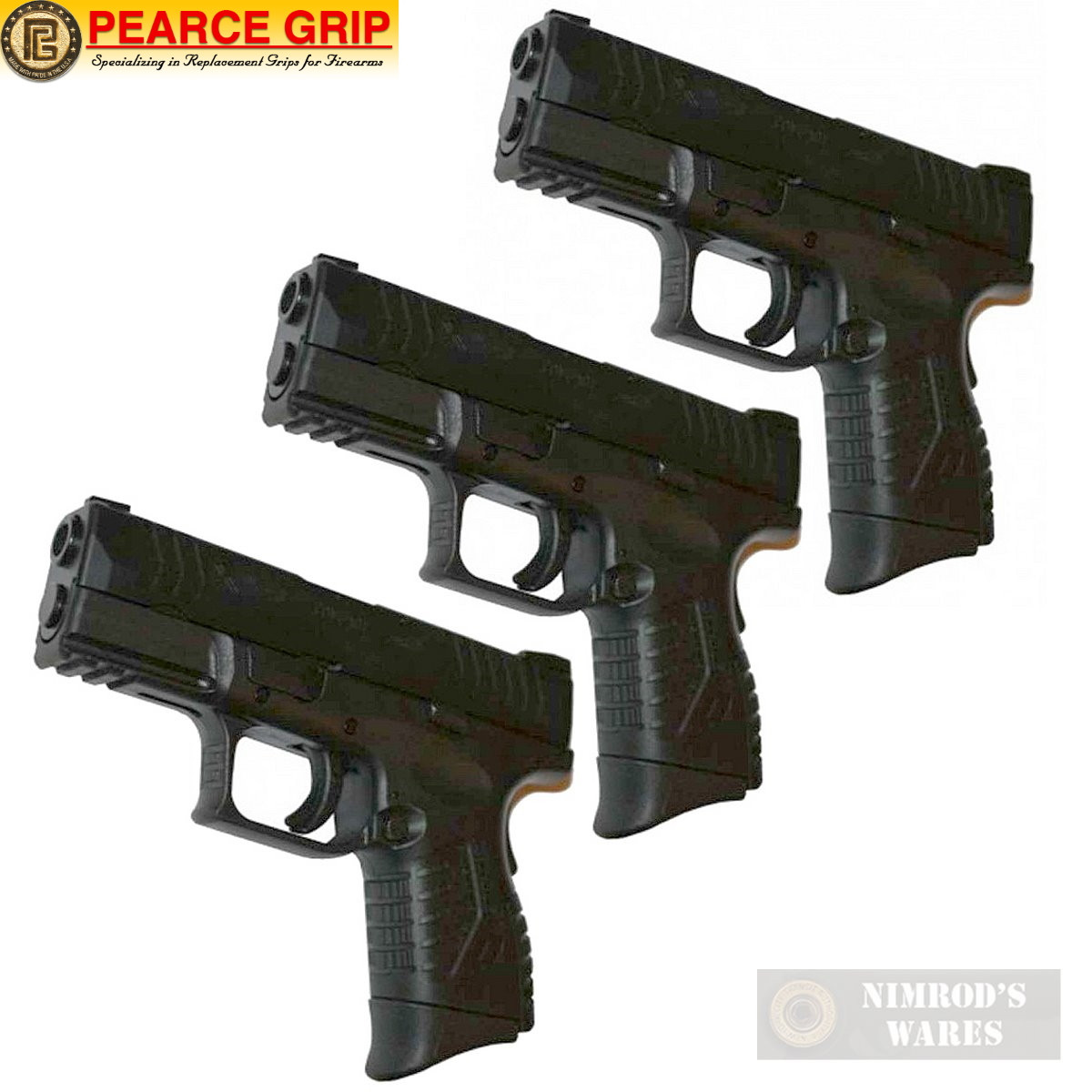 3PACK Pearce Grip PGXDM Springfield XDM Compact Ser. Grip Extension