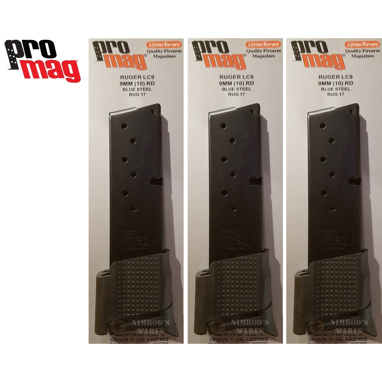 3 PACK Ruger LC9 9mm 10 Round Extended Magazine by Promag Mag Mags RU...