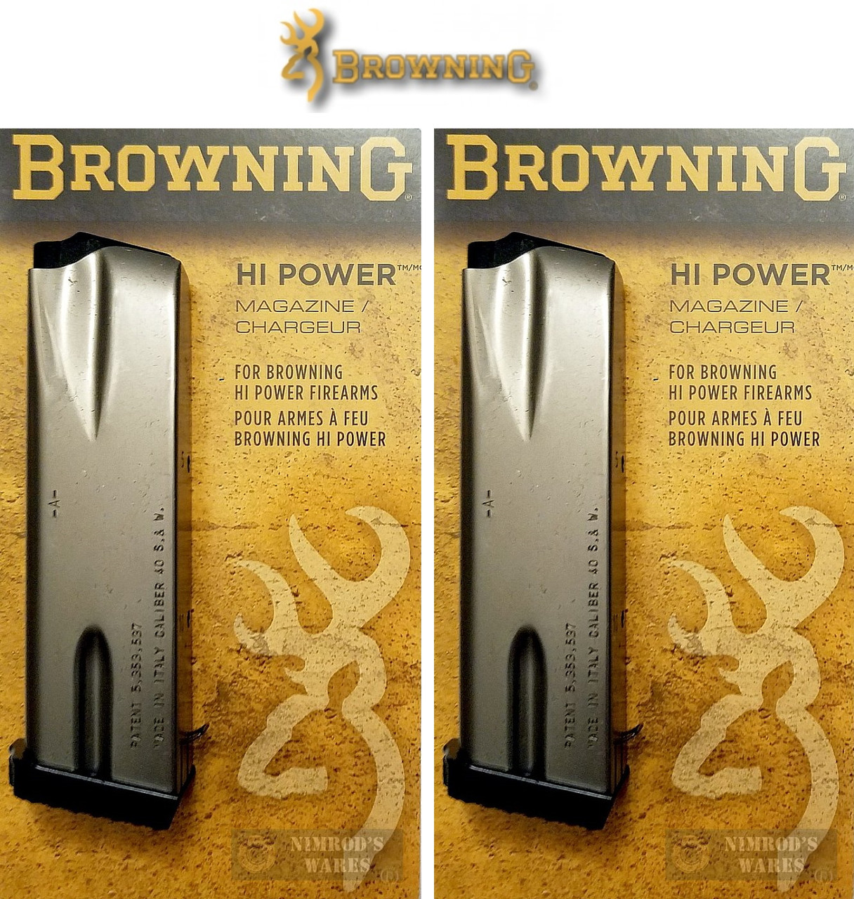 Snel Gehuurd strijd Browning HI-POWER .40 SW 10 Round MAGAZINE 2-PACK + Rubber BASE PADS  112051194 - NimrodsWares.com