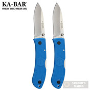 Ka-Bar DOZIER HUNTER KNIFE 2-PACK Folding 3" Thumb Stud BLUE 4062BL