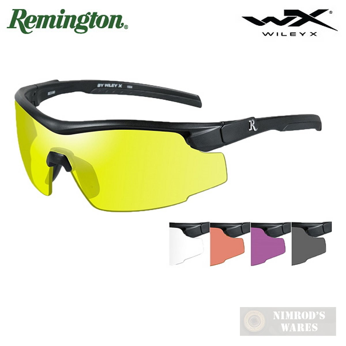 Nimrods Wares Remington Wiley X Shooting Glasses Ballistic 5 Lenses Adult RE105 Bundle Microfiber Cloth