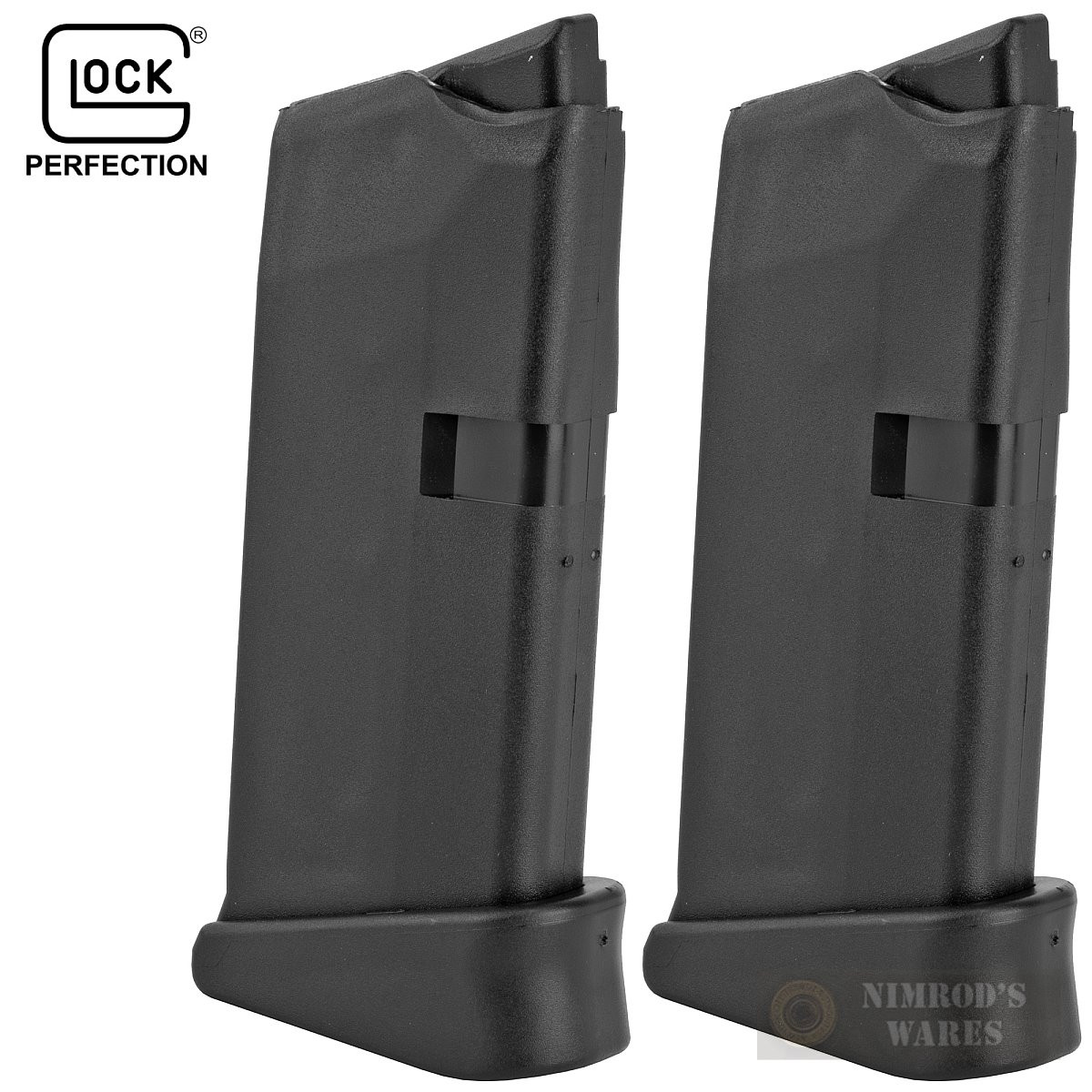 GLOCK 43 G43 9mm 6 Round MAGAZINE 2PACK w/ Extensions 08855