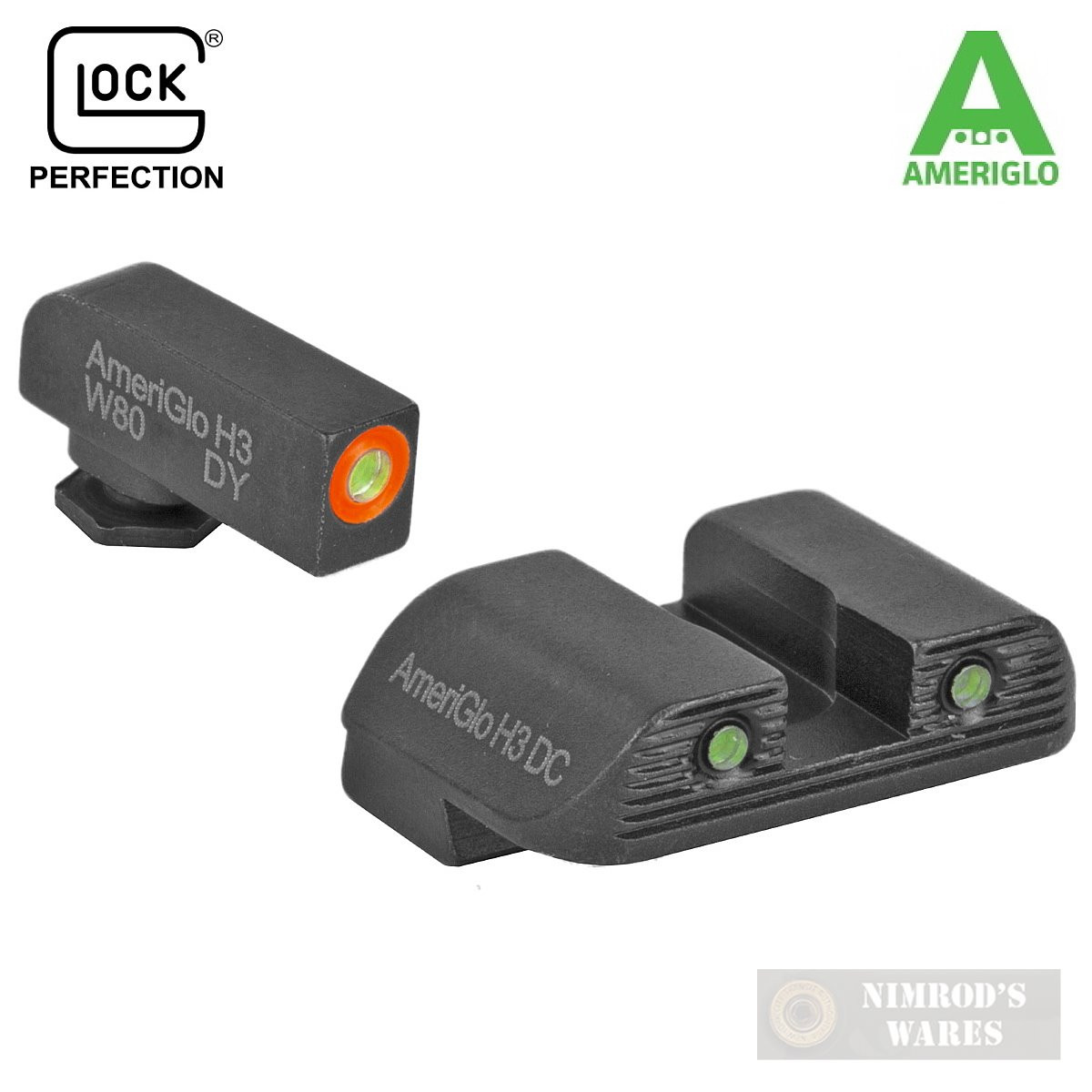AmeriGlo Glock BOLD Night Sights SET Gen3/4 G17 G19 G26 and More 47284