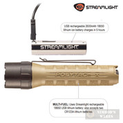 Streamlight POLYTAC X FLASHLIGHT 600 Lumens Dual-Fuel USB 88615