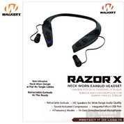 Walker's RAZOR X 3.0 EARBUD HEADSET Neck-Worn Retractable 31dB NRR GWP-SF-BTN