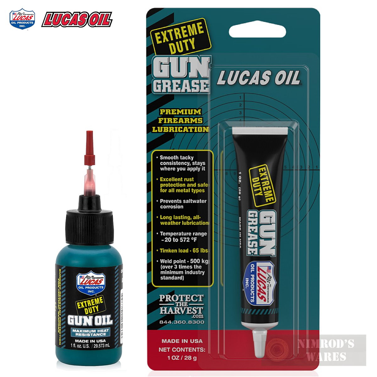 LUCAS 1oz Extreme Duty Gun Oil (2) Needle Oiler 10875 & (1) Grease Tube  10889 49807108755