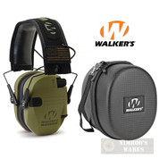 Walker's RAZOR Ear Muffs PATRIOT 2X Flag Patches + CASE GWP-RSEMPAT-ODG GWP-REMSC
