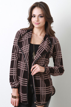 Stripe Checker Knit Jacket