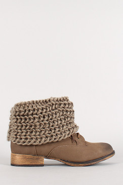 Chunky Knit Cuff Ankle Bootie