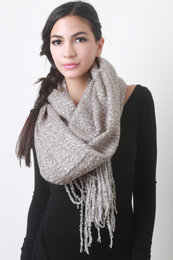 Fuzzy Woven Knit Scarf