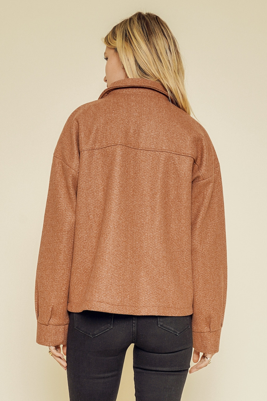 Rust Zipper Front Shacket My Wooden Hanger