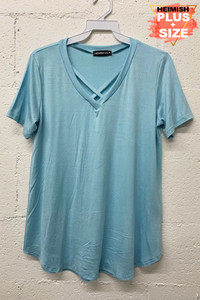 Aqua Criss-Cross V-Neck Top