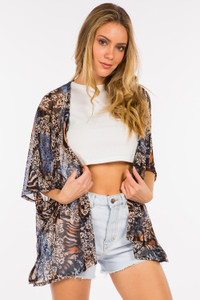Floral Print Sheer Cardigan (2x/3x)