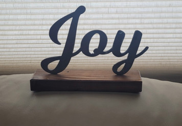 Joy on Wood Block