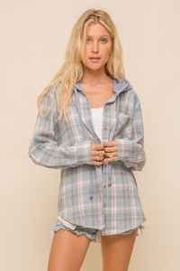 French Terry Plaid Hoodie