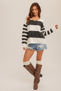 Charcoal Striped Striped Sweater