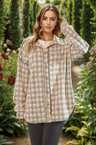 Taupe/Cream Plaid Shacket