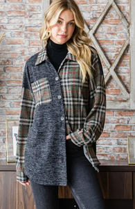 Plaid Print Button Down Shacket