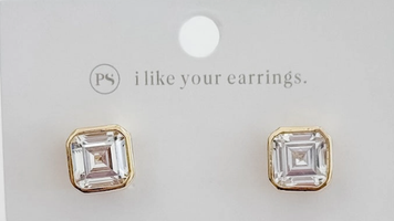 Bezel Faux Diamond Stud Earrings - Waterproof