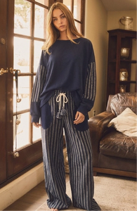 Plus-size Striped Terry Sweatshirt & Pants Set