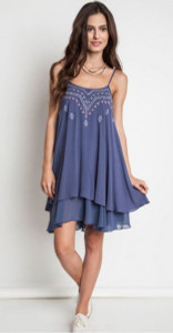 Embroidered Tank Dress in Dolphin Blue
