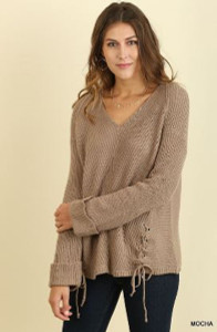 V-Neck Drawstring Sweater (Small)
