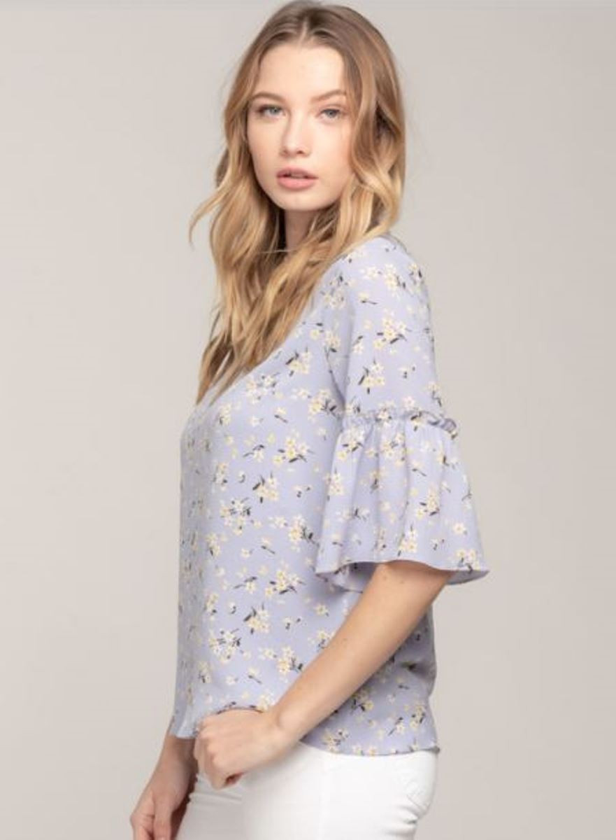 lavender ruffle top