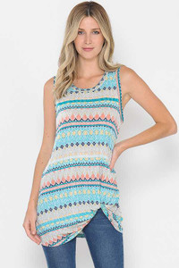 PLUS Knotted Hem Multi Color Tunic (3X)