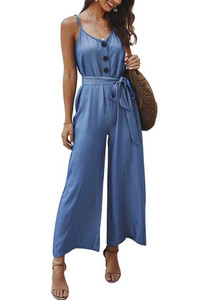 Wide Leg Denim Romper