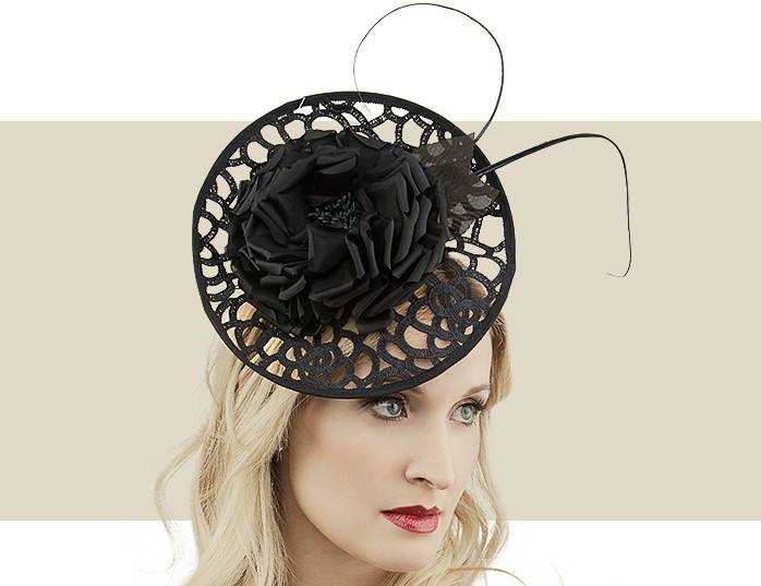 Lace Disc Fascinator – Black