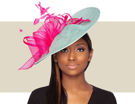 Toni Fascinator Hat – Hot Pink and Aqua