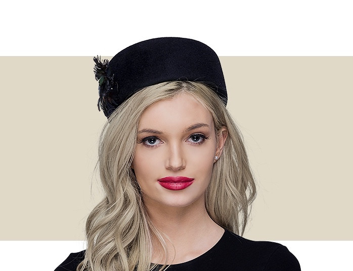 black felt pillbox hat