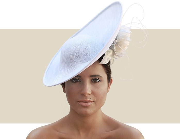 blue and cream wedding hats