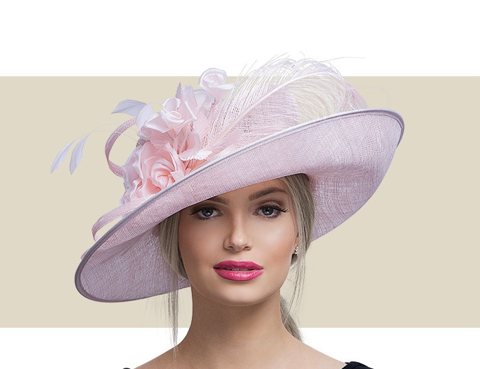 Women's Dressy Straw Sinamay Hat for Church Wedding Kentucky Derby Summer Blush 