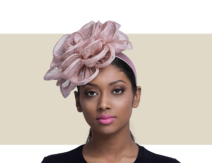 FASCINATOR flower /& feather on a covered HEADBAND IN 3 COLOURS