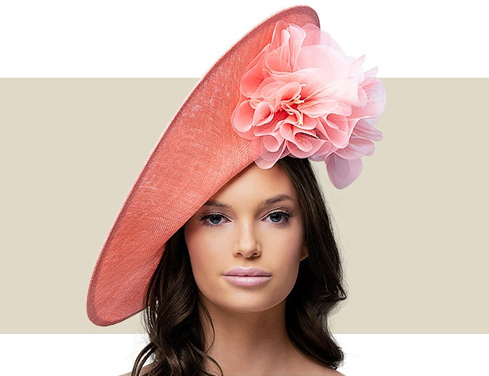 coral pink wedding hats
