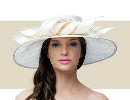 LARGE DOWNTURN RIBBON HAT - Ivory