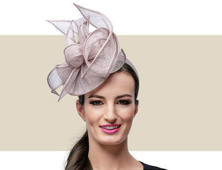 MARCEY FASCINATOR HAT - Taupe - Gold 