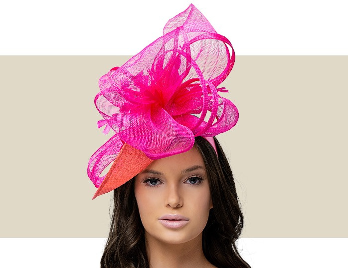 coral pink wedding hats