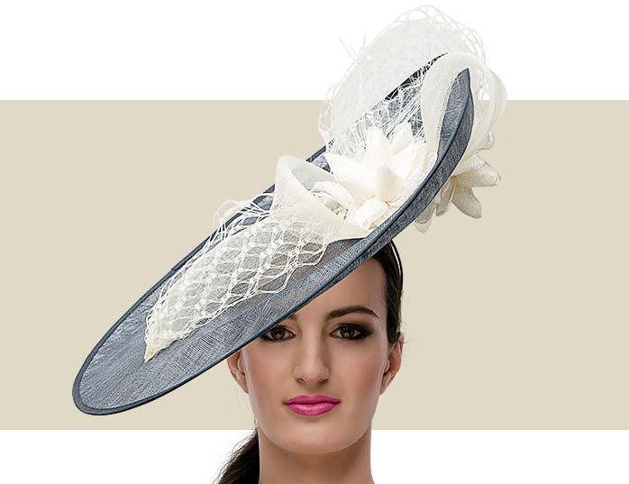 navy and ivory wedding hats