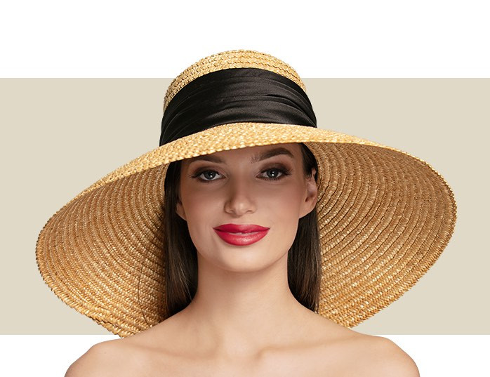 sun hat with black bow