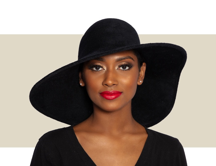 STRUCTURED VELOUR WAVE HAT - Black - Gold Coast Couture