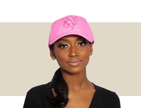 DESIGNER BASEBALL CAP - Hot Pink - Gold 