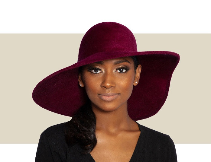 STRUCTURED VELOUR WAVE HAT - Burgundy - Gold Coast Couture