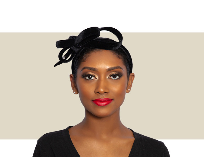 Velvet Headdress Black Gold Coast Couture