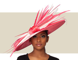 MONROE COUTURE HAT - Coral and White
